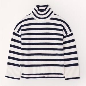 Abercrombie Navy and White Striped Turtleneck Sweater